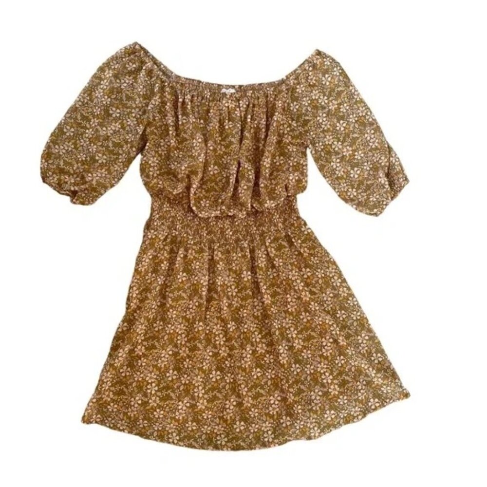 Sadie & Sage Floral Smocked Dress Sz S | Cottagecore Off Shoulder Vibes